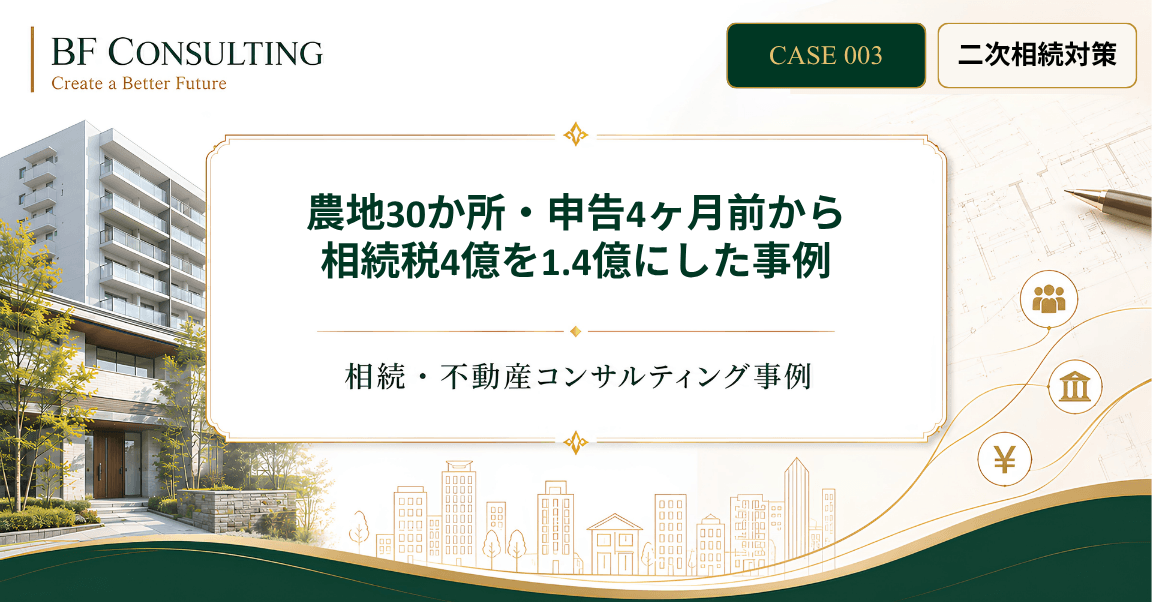 農地30か所・申告4ヶ月前から相続税4億を1.4億にした事例